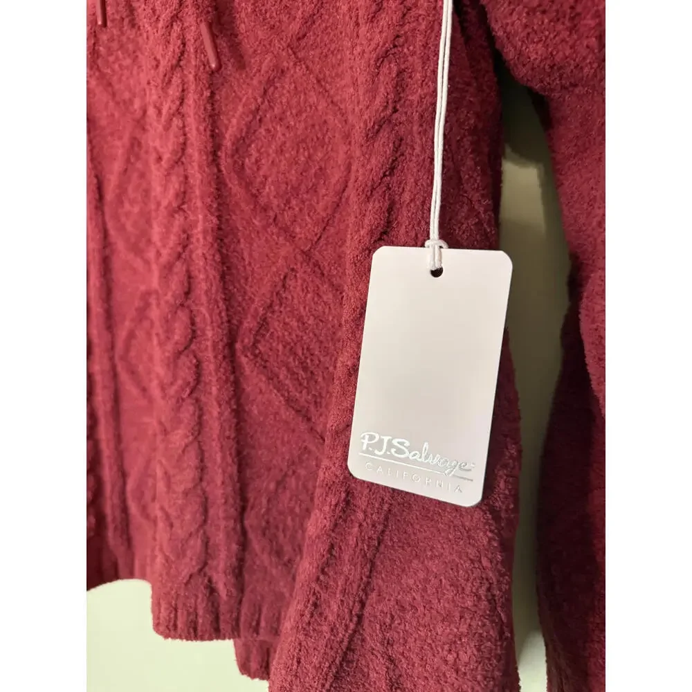 NWT! PJ Salvage Cozy Cable Knit Chenille Hoodie Size Medium - Picture 3 of 7